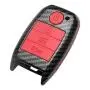TANGSEN Key Fob Case for KIA OPTIMA RIO SORENTO SPORTAGE 4 Button Keyless Entry Remote Black Carbon Fiber Pattern ABS Red Silicone Cover