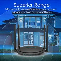 1200Mbps Smart WiFi Router, WAVLINK AC1200 Dual-Band Gigabit Ethernet Router WiFi Wireless 5Ghz + 2.4Ghz Gaming WiFi Router High Speed Wireless WiFi Box with Long Range for Gaming Xbox Playstation PC