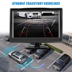 Niloghap Universal IP69K Waterproof Rear View Camera with 5 Inch Monitor License Plate Camera, IR Night Vision with Dynamic Trajectory Guide Line Reverse Camera for Car Pickup Truck SUV RV Van