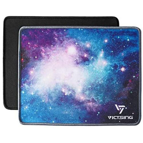 VicTsing Mouse Pads [2-Pack] with Stitched Edge, Premium-Textured Mouse Pad Mat, Non-Slip Rubber Base Mousepad for Laptop, Computer & PC, 10.2×8.3×0.08 inches, Black+Blue