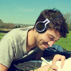 Elecder i39 Headphones with Microphone Foldable Lightweight Adjustable On Ear Headsets with 3.5mm Jack for Cellphones Computer MP3/4 Kindle School Blue/Black