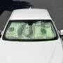 Hundred Dollar Bill Benjamin Franklin Front Windshield Sun Shade - Accordion Folding Auto Sunshade for Car Truck SUV - Blocks UV Rays Sun Visor Protector - Keeps Your Vehicle Cool - 58 x 28 Inch