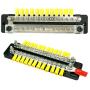 24 Terminal 150A Bus Bar Ground Distribution Terminal Block - 2 Row Terminal Grounding Bus Bar with 2 Studs 12 Groundings Per Row