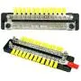 24 Terminal 150A Bus Bar Ground Distribution Terminal Block - 2 Row Terminal Grounding Bus Bar with 2 Studs 12 Groundings Per Row