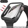 pzoz Compatible for Apple Watch Series 6/5 /4 /SE 44mm Case with Screen Protector Accessories Slim Guard Thin Bumper Full Coverage Matte Hard Cover Defense Edge for Women Men GPS iWatch (Black)