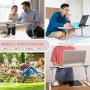 Laptop Desk for Bed, Sopownic Laptop Bed Tray Table Adjustable Height Foldable Legs, Portable Stand Bed Desk for Notebook Ipad, Wooden Tablet Table for Couch/Sofa, Ideal for Breakfast/Working/Picnic