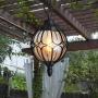 IJ INJUICY Outdoor Hanging Lantern, Rustic Waterproof Pendant Lighting Fixture in Painted Black Metal with Glass Globe, 7.1'' Exterior Hanging Light for Porch, Exterior, Entryway (Black)