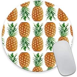 Smooffly Vintage Pineapple Painting Art Round Mouse Pad, Cute Tropical Pineapple Circular Mouse Pads Size 7.9 x 7.9 x 0.12 Inch