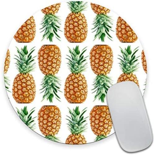 Smooffly Vintage Pineapple Painting Art Round Mouse Pad, Cute Tropical Pineapple Circular Mouse Pads Size 7.9 x 7.9 x 0.12 Inch