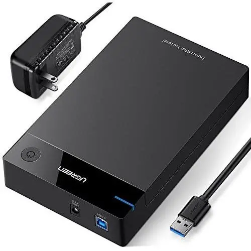 UGREEN External Hard Drive Enclosure for 3.5 2.5 Inch SATA SSD HDD USB 3.0 to SATA III Hard Drive Case with UASP 12V Power Adapter Compatible with WD Seagate Toshiba Samsung Hitachi PS4 Xbox
