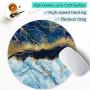 ITNRSIIET [20% Larger] Mouse Pad with Stitched Edge Premium-Textured Mouse Mat Waterproof Non-Slip Rubber Base Round Mousepad for Laptop PC Office 8.7×8.7×0.12 inches, Blue Cracked Marbling