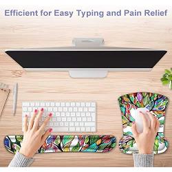 EkuaBot Colorful Tree Keyboard Wrist Rest Pad & Mouse Wrist Rest Support Pads Set for Computers & Laptop, Made of Memory Foam, Soft and Breathable, Ergonomic Design, Non-Slip Rubber Base, Easy Typing