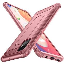 ORETECH Designed for Galaxy A51 Case with [2 x Tempered Glass Screen Protector] 360° Full Body Hard PC Soft TPU Rubber Silicone Edge Protective Cover for Samsung Galaxy A51 4G 6.5'' Rosegold