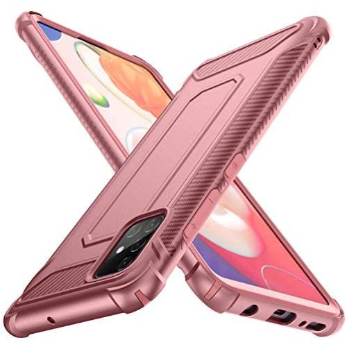 ORETECH Designed for Galaxy A51 Case with [2 x Tempered Glass Screen Protector] 360° Full Body Hard PC Soft TPU Rubber Silicone Edge Protective Cover for Samsung Galaxy A51 4G 6.5'' Rosegold