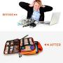 Electronics Organizer Travel Universal Cord Organizer Electronic Accessories Case for Cable, Charger, Phone, USB Drive, SD Card, Mini Tablet(Up to 7.9'') Gray and Orange