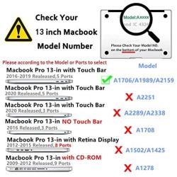 Se7enline MacBook Pro Touch Bar Case 2016/2017/2018/2019 Matte Hard Cover Compatible with MacBook Pro 13 inch A1706/A1989/A2159 with Sleeve, Keyboard Cover, Screen Protector, Dust Plug, Aqua Blue