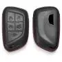 Royalfox(TM) for Cadillac New Blade Shape Key, 5 Buttons Leather Full Protection keyless Remote Smart Key Fob case Cover Keychain for 2020 Cadillac ct5 CT4-V Corvette C8 (Leather Black)