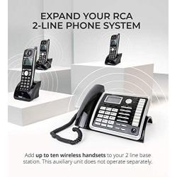 RCA 25255RE2 (25055RE1, 25254) 2-Line Phone System with Answering System - Corded Speakerphone and Wireless Handset Bundle with 2-Pack of 25055RE1 6.0 Cordless Handsets, Blucoil 6 AAA Batteries
