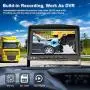Fookoo Ⅱ HD Wired Backup Camera System, 9'' Quad Split Monitor with Recording IP69 Waterproof Rear-View Side-View Cameras with Parking Lines, Reversing for RV/Truck/Trailer/Bus/Tractor/5th Wheel (DY4C)