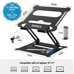 Adjustable Laptop Stand, FYSMY Ergonomic Portable Computer Stand with Heat-Vent to Elevate Laptop, 13 Lbs Heavy Duty Laptop Holder Compatible with MacBook, Air, Pro All Laptops (Black)