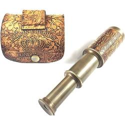 Nautical Handheld Pirate Brass Telescope with Box/Case,Sailor Home Decor Pirate Captain Boat Gift (6'', Kelvin & Hughes)