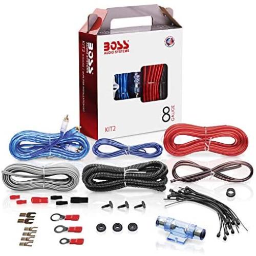 BOSS Audio Systems KIT2 8 Gauge Amplifier Installation Wiring Kit - A Car Amplifier Wiring Kit Helps You Make Connections and Brings Power To Your Radio, Subwoofers and Speakers