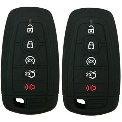 2Pcs Coolbestda Rubber 5buttons Smart Key Fob Full Protector Remote Skin Cover Case Keyless Jacket for 2019 2018 2017 Ford Fusion F250 F350 F450 F550 Edge Explorer