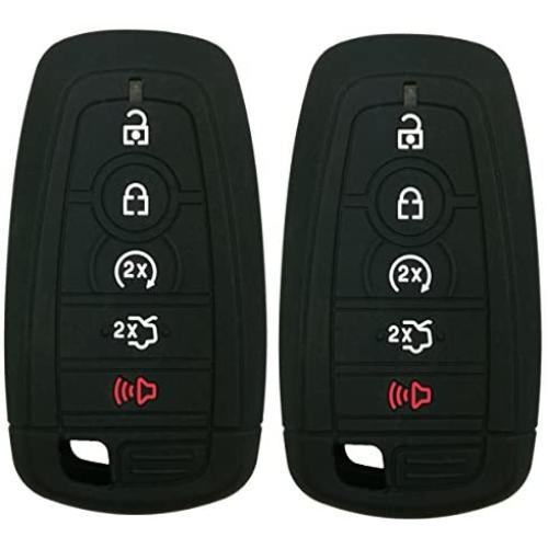 2Pcs Coolbestda Rubber 5buttons Smart Key Fob Full Protector Remote Skin Cover Case Keyless Jacket for 2019 2018 2017 Ford Fusion F250 F350 F450 F550 Edge Explorer