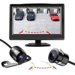 Backup Camera Safety System Kit with Dynamic Trajectory Guide Line, SAMFIWI 4.3in TFT-LCD 720P HD Monitor and Waterproof Rear View Camera Multiple Installation Methods for Trucks/Cars/Pickups (Black)