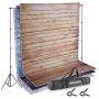 Neewer Photo Video Studio Backdrop and Support Kit: 3-Pack 5x7feet/1.5x2meters Wooden Polyester Backdrop,8.5x10feet/2.6x3meters Adjustable Support System with 2-Piece Background Clamps and Carry Bag