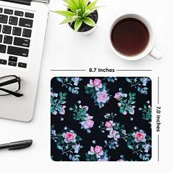 Cute Designer Desk Mouse Pad for Women, Pretty and Colorful Designs, Anti-Slip, Perfect Office, Work & Home Computer Accessory (Rose, Black and White, Rectangle)