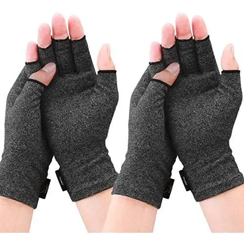 2 Pairs Arthritis Gloves for Women and Men, Compression Gloves Pain Relief Rheumatoid Osteoarthritis and Carpal Tunnel, Fingerless Gloves for Computer Typing and Everyday Support (Black, Small) 2 Pairs Arthritis Gloves for Women and Men, Compression Gloves Pain Relief Rheumatoid Osteoarthritis and Carpal Tunnel, Fingerless Gloves for Computer Typing and Everyday Support (Black, Small)