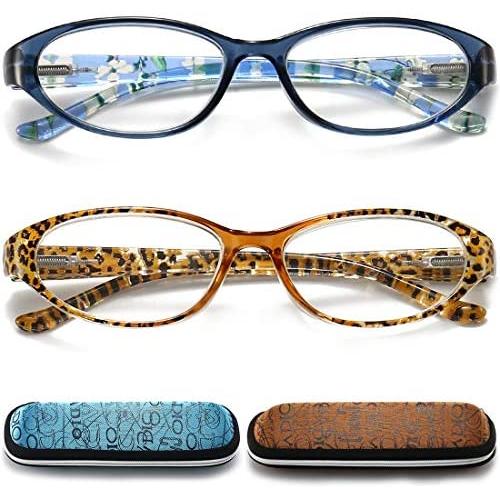 Cat Eye Reading Glasses for Womens - 2 Pairs Blue Light Blocking Computer Readers +1.5 Anti-blue Lightweight Quality Ladies Eyeglass