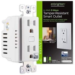 Enbrighten 55256 Z-Wave Plus Smart Receptacle, Works with Alexa, Google Assistant, Tamper-Resistant, 1 ZWave 1 Always On Outlet Hub Required, White