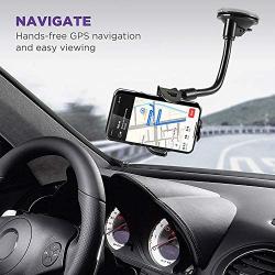 Windshield Car Phone Mount, Universal Dashboard Phone Holder with Long Arm Washable Suction Cup Car Cradle,Compatible with Phone 11 Pro Xs XS Max XR X 8 8 Plus 7 Galaxy S9 S8 S7 Note 9 10
