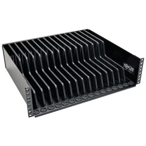 Tripp Lite 3U Rack Mount Tablet iPad Laptop Chromebook Storage Shelf for Racks SR16SHELF Black