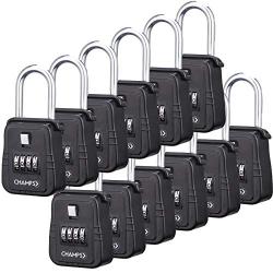 Champs Combination Realtor Lock, 4 Digit Comination Padlock, Real Estate Key Lock Box, Set-Your-Own Combination [12 Packs, Black]