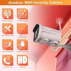 Security Camera Outdoor, 1080P WiFi Camera Surveillance Cameras, IP Camera with Two-Way Audio, IP66 Waterproof, Night Vision, Motion Detection, Activity Alert, Deterrent Alarm - iOS, Android