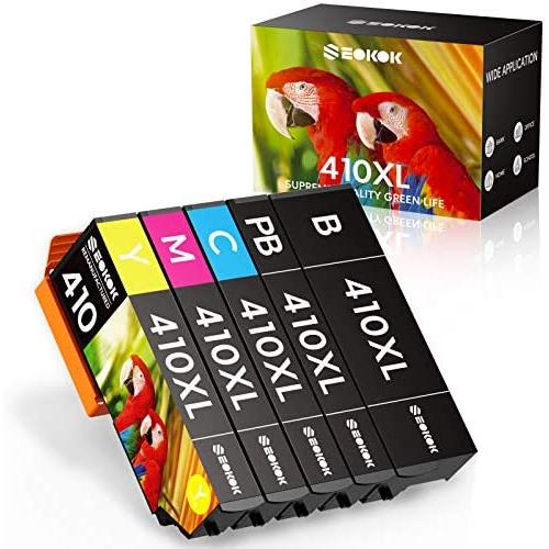 SEOKOK Remanufactured Ink Cartridge Replacement for Epson 410XL 410 XL T410XL to use with Expression XP-630 XP-7100 XP-830 XP-640 XP-530 XP-635 (Black, Cyan, Magenta, Yellow, Photo Black) 5 Pack