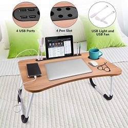 Slendor Laptop Desk Foldable Bed Desk Table Tray Collapsible Standing Desk Foldable Legs and Cup Slot for Eating Reading Book Watching Movie on Bed Couch Sofa Floor Tatami