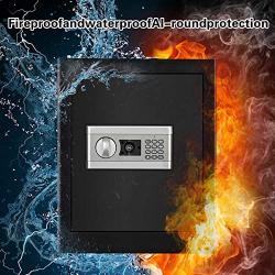 Safe Security Box, Digital Keypad and Key Lock for Cash Money Jewelry, Fireproof Waterproof Safe Cabinet with Induction Light (1.53CUB)