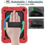 SEYMAC stock Case for FireHD 8/8Plus (10th Generation 2020 Release), Full-Body Drop-Proof Case with 360 Degrees Rotating Stand [Pen Holder][Screen Protector] for FireHD 8/8 Plus 10th Gen (Black+Red)