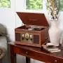 Innovative Technology VTA-200B MH Victrola Nostalgic Classic Wood 6-in-1 Bluetooth Turntable Entertainment Center, Mahogany