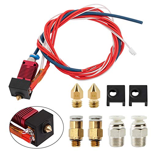 Creality Upgrade Ender 3/3 Pro Assembled Extruder Hotend with Capricorn Bowden PTFE Tubing with Silicone Cover×3, 0.4mm Nozzle×3 and 2 Pair Pneumatic Couplers