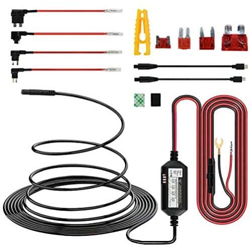 15ft Micro USB & Mini USB Dash Cam & Type-C Hardwire Kit w. Mini(ACS)/LP Mini(ACN)/ATO(ATC or ACU)/Micro2(ACZ) Fuse, Micro to Mini/USB-C Port Adapters & Battery Drain Protection (Mini)