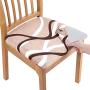 smiry Printed Dining Chair Seat Covers - Stretchy Removable Washable Upholstered Chair Seat Slipcover Protector (Set of 4, Khaki)