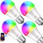 Smart Wifi Light Bulb Gosund LED WiFi RGB Color Changing Bulbs that Works with Alexa Google Home Assistant, E26 A19 8W Multicolor Lights Bulb, No Hub Required, 2.4GHz Only, 4 Pack
