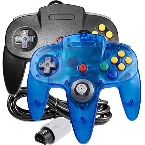 [New] 2 Pack Classic 64 Controller, iNNEXT Game pad Joystick for 64 - Plug & Play (Non PC USB Version) (Clear Blue/Black)