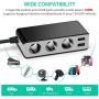 [Updated Version] 3-Socket Cigarette Lighter Splitter, 120W 12V/24V 6.8A 4 USB Ports Multi-Function Car Charger Power Adapter DC Outlet with LED Voltmeter, On Off Switch
