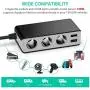 [Updated Version] 3-Socket Cigarette Lighter Splitter, 120W 12V/24V 6.8A 4 USB Ports Multi-Function Car Charger Power Adapter DC Outlet with LED Voltmeter, On Off Switch